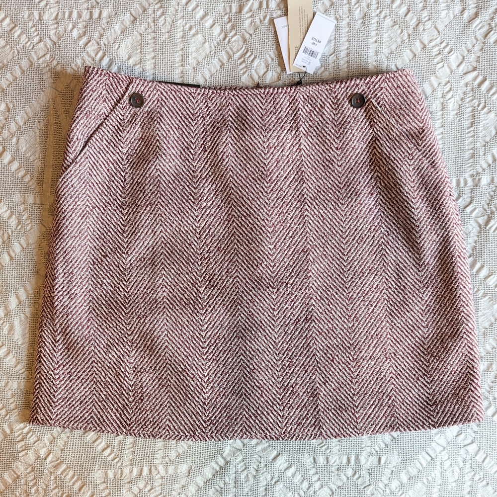 Banana Republic Petite Burgundy Herringbone Skirt with Pockets - New with Tags - Picture 2 of 5